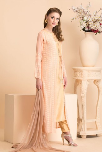 Gold Jacket Dress Luxury Pakistani Designer Party Suit