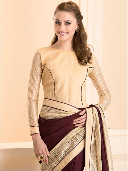 ZBROWN LOVELY OCCASION WEAR SAREE (READY MADE) ZBROWN LOVELY OCCASION WEAR SAREE (READY MADE)