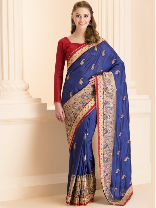 ZACS-29 NAVY BLUE FORMAL SAREE WITH GOLD MOTIFS AND STITCHED BLOUSE ZACS-29 NAVY BLUE FORMAL SAREE WITH GOLD MOTIFS AND STITCHED BLOUSE