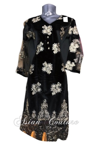 Stunning Black Embroidered Ready Made Salwar Kameez Suit