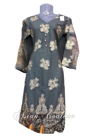 Stunning Grey Embroidered Ready Made Salwar Kameez Suit