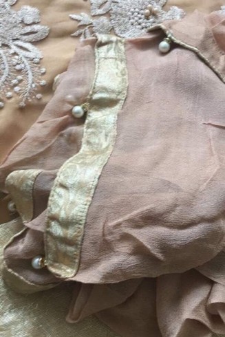 BEIGE SKIN CORAL PEARL PAKISTANI STYLE DESIGNER READY MADE SUIT