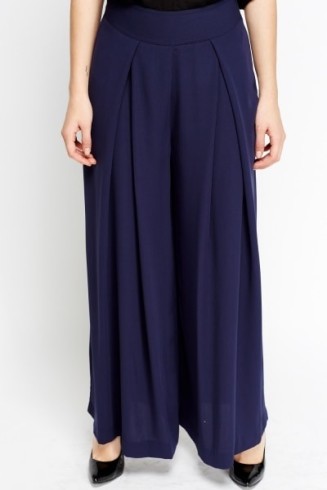 High Waisted Flared Navy Trouser