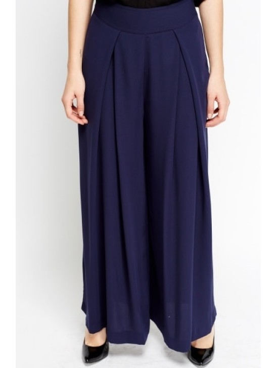 High Waisted Flared Navy Trouser High Waisted Flared Navy Trouser