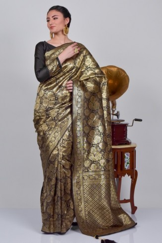 Black Brocade Festive Indian Saree