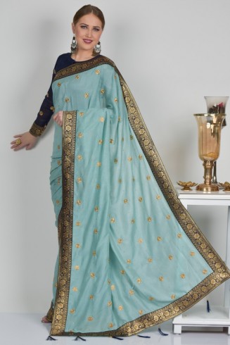 Dark Mint Ethnic Indian Party Wear Saree