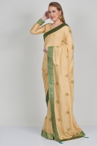 Classy Beige Sequins Saree