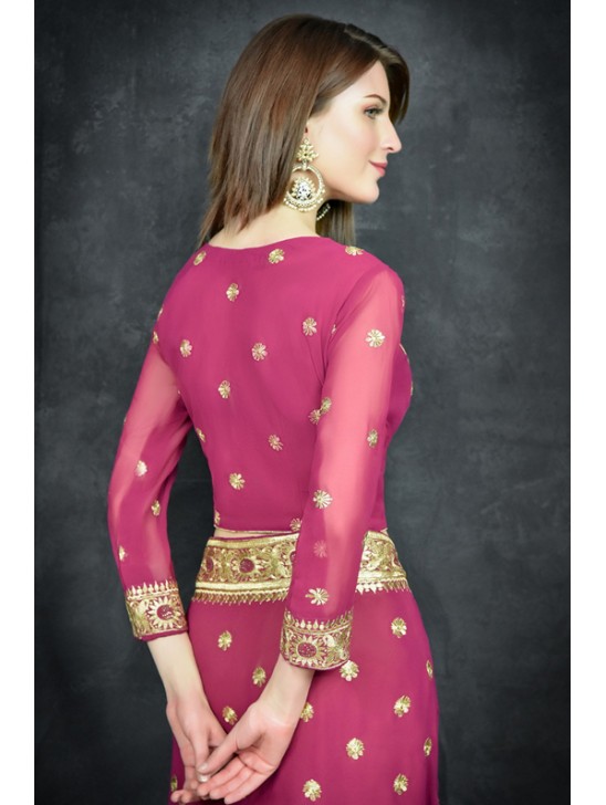 Magenta Purple Golden Embroidered Border Designer Saree Magenta Purple Golden Embroidered Border Designer Saree
