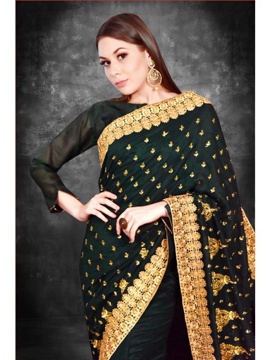 Chive Green Women s Georgette Saree Chive Green Women s Georgette Saree