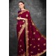Fired Brick Maroon Party Wear Embroidered Saree Fired Brick Maroon Party Wear Embroidered Saree