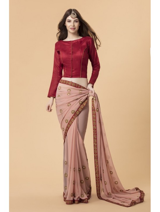 zACS-711 PEACH AND RED GEORGETTE OCCASION WEAR INDIAN SAREE zACS-711 PEACH AND RED GEORGETTE OCCASION WEAR INDIAN SAREE