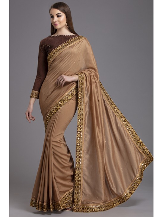 ZACS-772 BROWN GEORGETTE PARTY WEAR INDIAN READYMADE SAREE ZACS-772 BROWN GEORGETTE PARTY WEAR INDIAN READYMADE SAREE