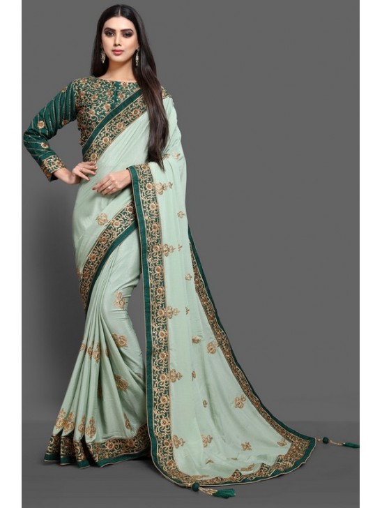 ZAC20-05 PISTA GREEN INDIAN WEDDING SAREE ZAC20-05 PISTA GREEN INDIAN WEDDING SAREE