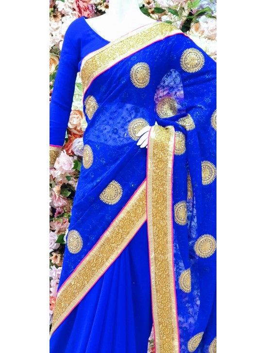 ROYAL BLUE PAKISTANI ETHNIC STYLE WEDDING SAREE ROYAL BLUE PAKISTANI ETHNIC STYLE WEDDING SAREE