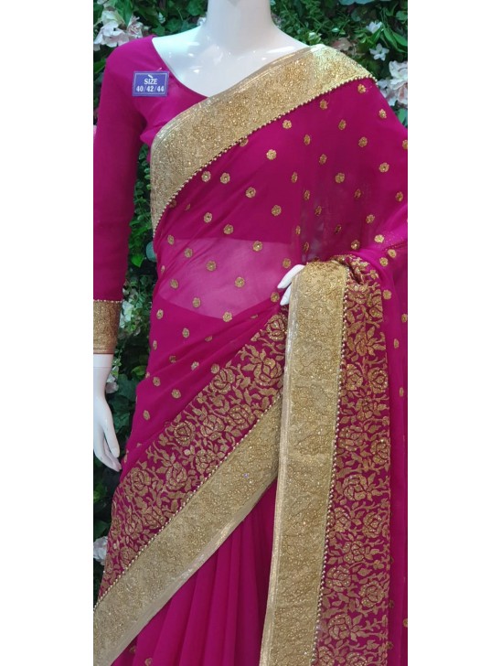 MAGENTA INDIAN CHIFFON GEORGETTE SAREE MAGENTA INDIAN CHIFFON GEORGETTE SAREE