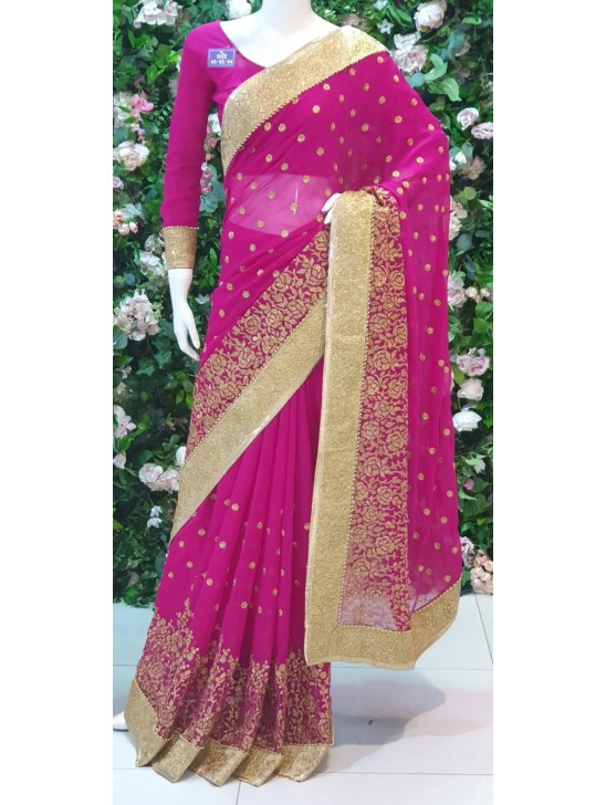 MAGENTA INDIAN CHIFFON GEORGETTE SAREE MAGENTA INDIAN CHIFFON GEORGETTE SAREE