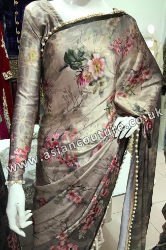 LUXURIOUS NEW INDIAN DESIGNER SATIN SAREE