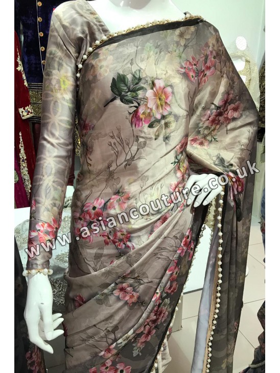 LUXURIOUS NEW INDIAN DESIGNER SATIN SAREE LUXURIOUS NEW INDIAN DESIGNER SATIN SAREE