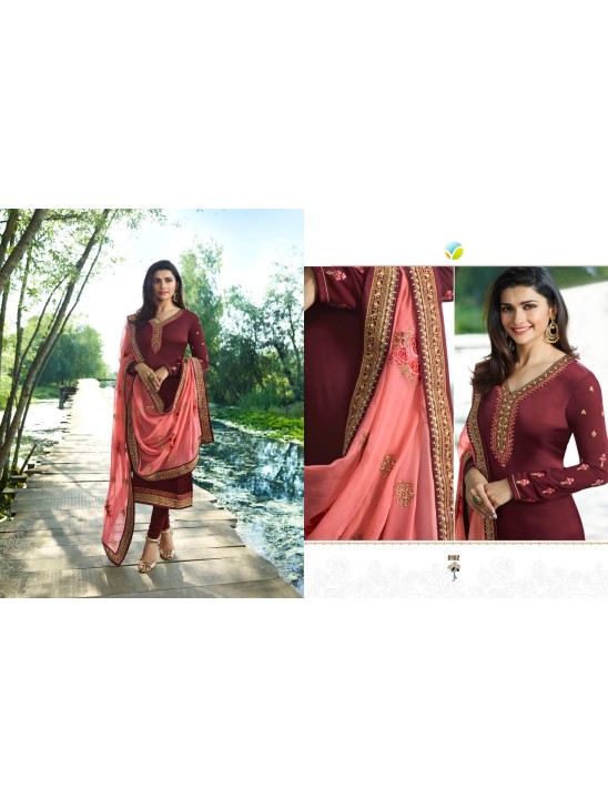 ZAC-166 FIRED BRICK MAROON INDIAN PARTY READYMADE SUIT ZAC-166 FIRED BRICK MAROON INDIAN PARTY READYMADE SUIT