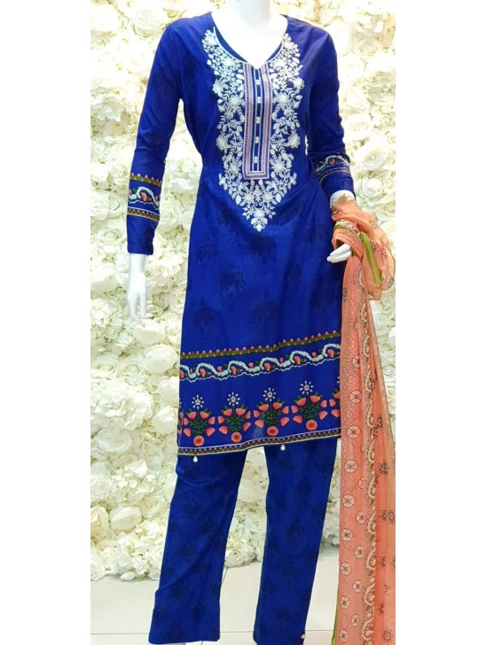 Royal blue Designer Lawn Pakistani Suit Peplum Style Royal blue Designer Lawn Pakistani Suit Peplum Style