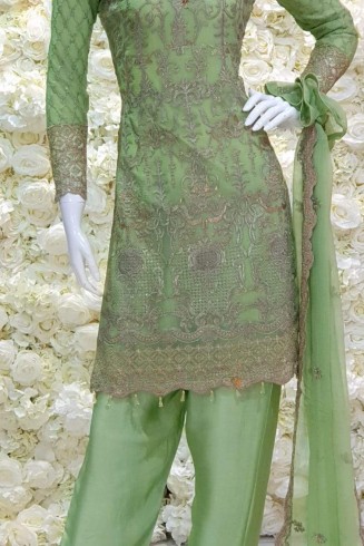 REET PISTACHIO GREEN CHIFFON SUIT