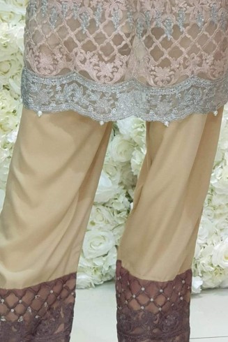 Maria B Nude Chiffon Pakistani Readymade Suit 