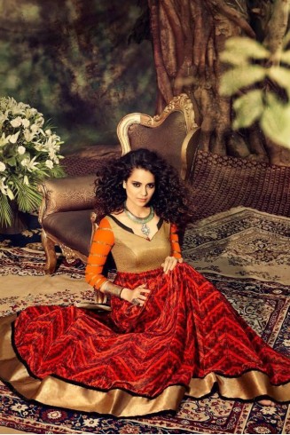Orange Black Anarkali Gown By Catwalk Designer Archana Kochhar