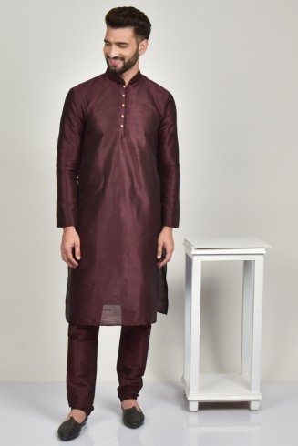 Maroon Silk Kurta Pajama For Men