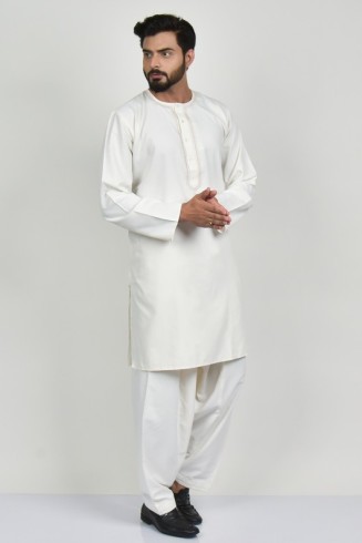 White Embroidered Mens Kurta Shalwar