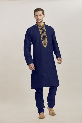 BLUE KURTA AND PYJAMA READY MADE MENSWEAR EID SUIT