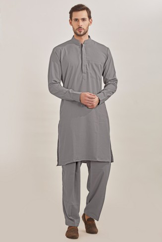 GREY READY MADE MENS PAKISTANI CASUAL SUIT
