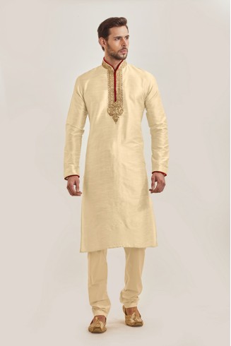 BEIGE PAKISTANI WEDDING READY MADE MENSWEAR DRESS