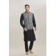 BLACK KURTA AND GREY JACKET STYLISH PAJAMA INDIAN SUIT BLACK KURTA AND GREY JACKET STYLISH PAJAMA INDIAN SUIT