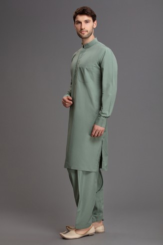 OLIVE GREEN MENS KURTA SALWAR SUIT