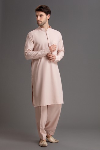 PEACH KURTA SHALWAR DESIGNER READYMADE PAKISTANI SUIT FOR MEN