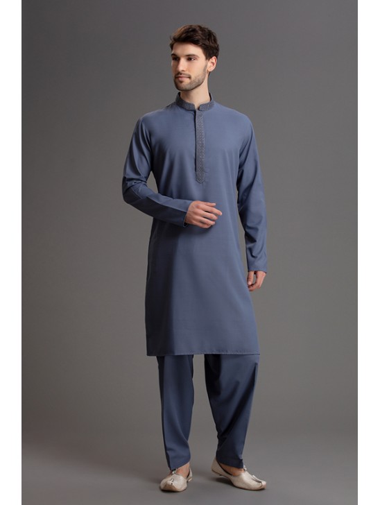 Blue Men Shalwar Kameez Pakistani Designer Fashion Readymade Suit Blue Men Shalwar Kameez Pakistani Designer Fashion Readymade Suit