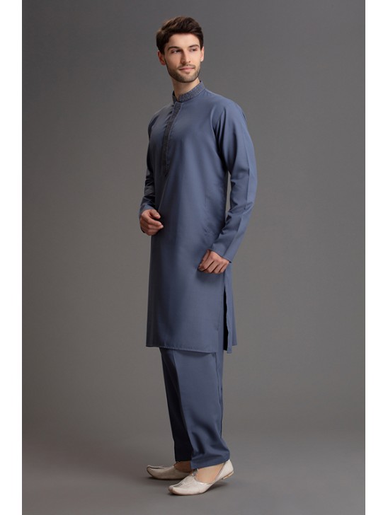 Blue Men Shalwar Kameez Pakistani Designer Fashion Readymade Suit Blue Men Shalwar Kameez Pakistani Designer Fashion Readymade Suit