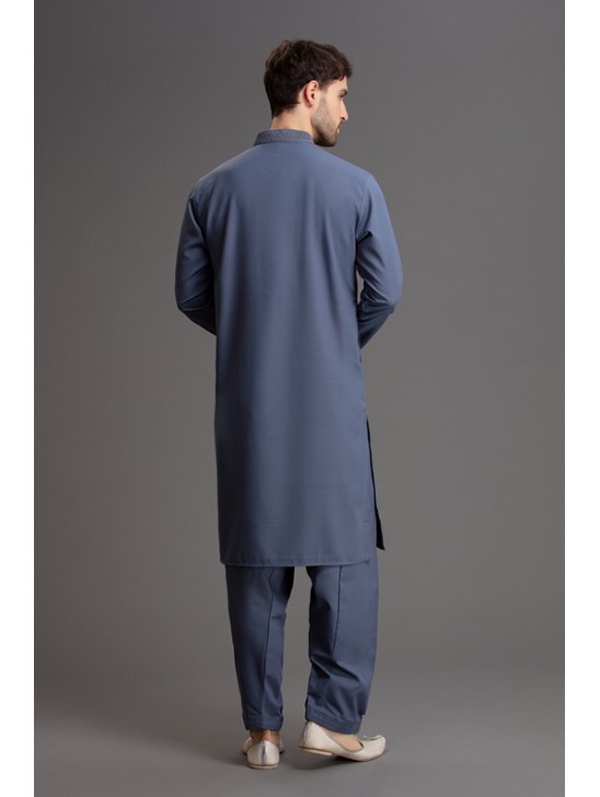 Blue Men Shalwar Kameez Pakistani Designer Fashion Readymade Suit Blue Men Shalwar Kameez Pakistani Designer Fashion Readymade Suit