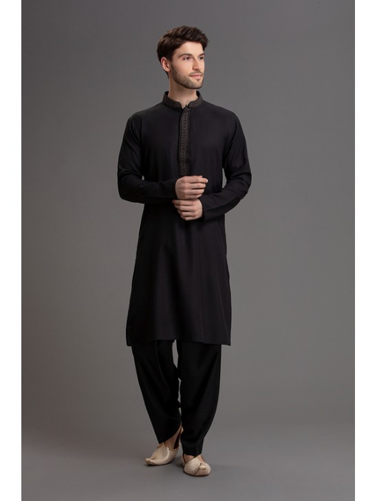 BLACK PAKISTANI KURTA SHALWAR READY TO WEAR SUIT BLACK PAKISTANI KURTA SHALWAR READY TO WEAR SUIT