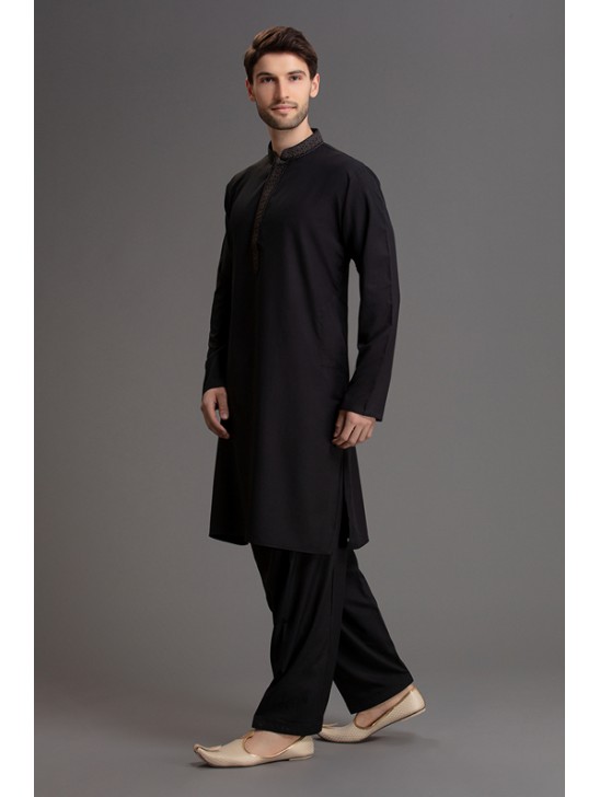 BLACK PAKISTANI KURTA SHALWAR READY TO WEAR SUIT BLACK PAKISTANI KURTA SHALWAR READY TO WEAR SUIT