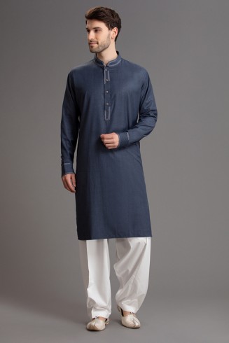 ELEGANT MIDNIGHT NAVY BLUE MEN SALWAR KAMEEZ OUTFIT