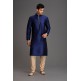 NAVY BLUE AND BEIGE AFGHANI LOOK MENSWEAR PAJAMA KURTA SUIT NAVY BLUE AND BEIGE AFGHANI LOOK MENSWEAR PAJAMA KURTA SUIT