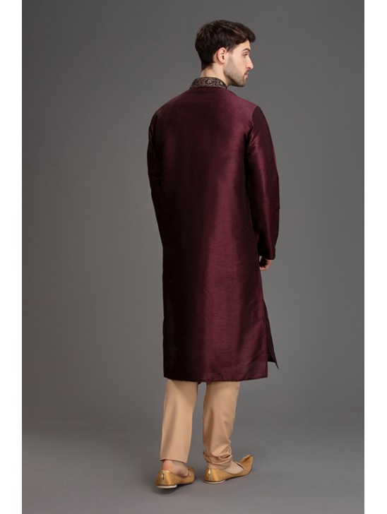 DARK MAROON INDIAN WEDDING MENSWEAR KURTA PAJAMA DARK MAROON INDIAN WEDDING MENSWEAR KURTA PAJAMA