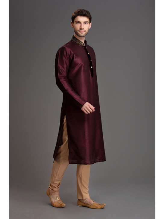 DARK MAROON INDIAN WEDDING MENSWEAR KURTA PAJAMA DARK MAROON INDIAN WEDDING MENSWEAR KURTA PAJAMA