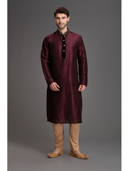 DARK MAROON INDIAN WEDDING MENSWEAR KURTA PAJAMA DARK MAROON INDIAN WEDDING MENSWEAR KURTA PAJAMA