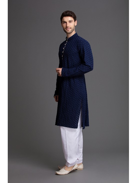 BLUE AND WHITE MENSWEAR SOPHISTICATED KURTA SHALWAR BLUE AND WHITE MENSWEAR SOPHISTICATED KURTA SHALWAR