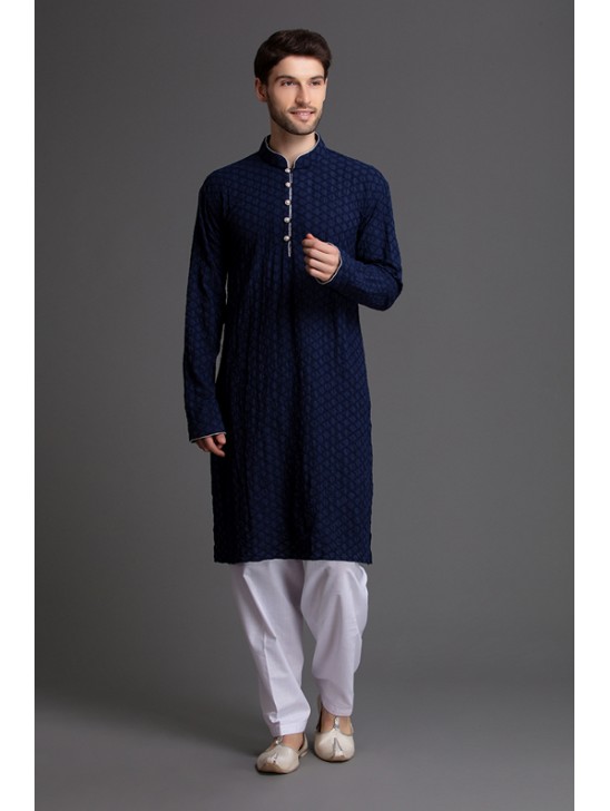 BLUE AND WHITE MENSWEAR SOPHISTICATED KURTA SHALWAR BLUE AND WHITE MENSWEAR SOPHISTICATED KURTA SHALWAR