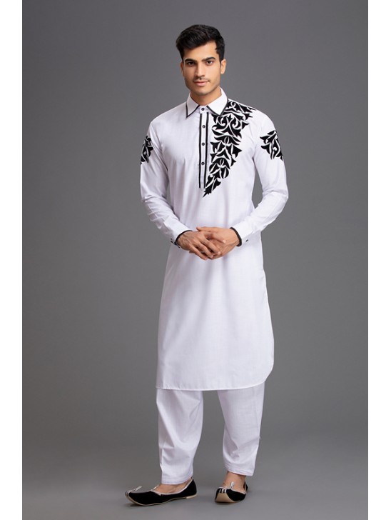 WHITE COMFORTABLE AND STYLISH PAKISTANI EID KURTA SALWAR WHITE COMFORTABLE AND STYLISH PAKISTANI EID KURTA SALWAR