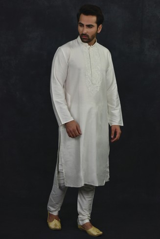 White Traditional Indian Kurta Pajama Readymade Suit