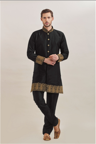 BLACK GOLD KURTA AND PAJAMA READY TO WEAR MENSWEAR EID OUTFIT